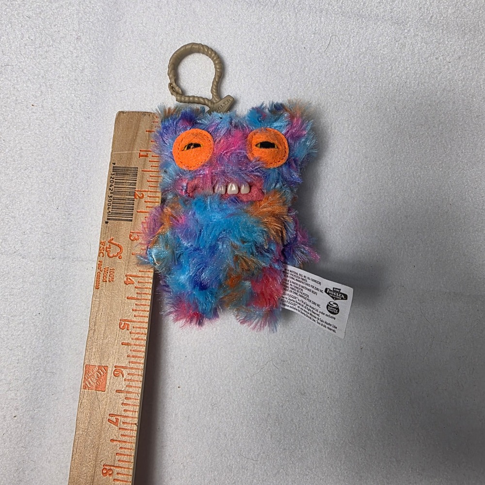 Fuggler Plush Keychain Mr Buttons Monster Quirky Blue Pink Orange Fuzzy - Picture 3 of 4